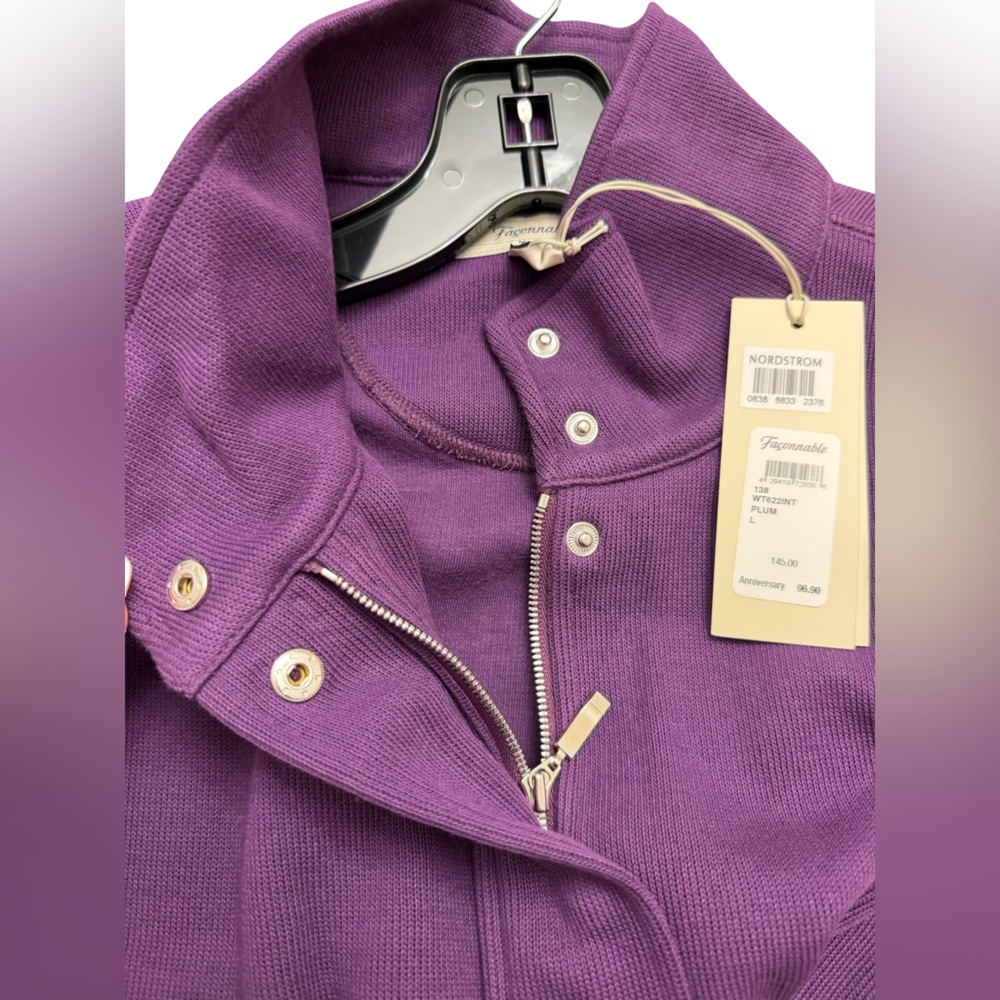 NWT Faconnable Large Plum Purple Zip-Up Bomber Jacket - Picture 8 of 11